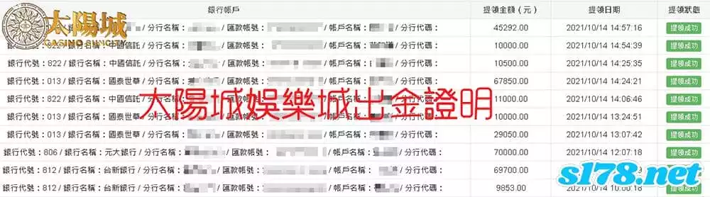 太陽城娛樂城會員提款明細,一直以來信譽與誠信始終如一